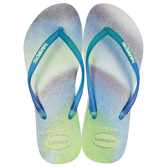 NEW Havaianas 11 12 41 42 Slim Metallic Rainbow Flip Flops Sandal Rubber Thong - Picture 1 of 12